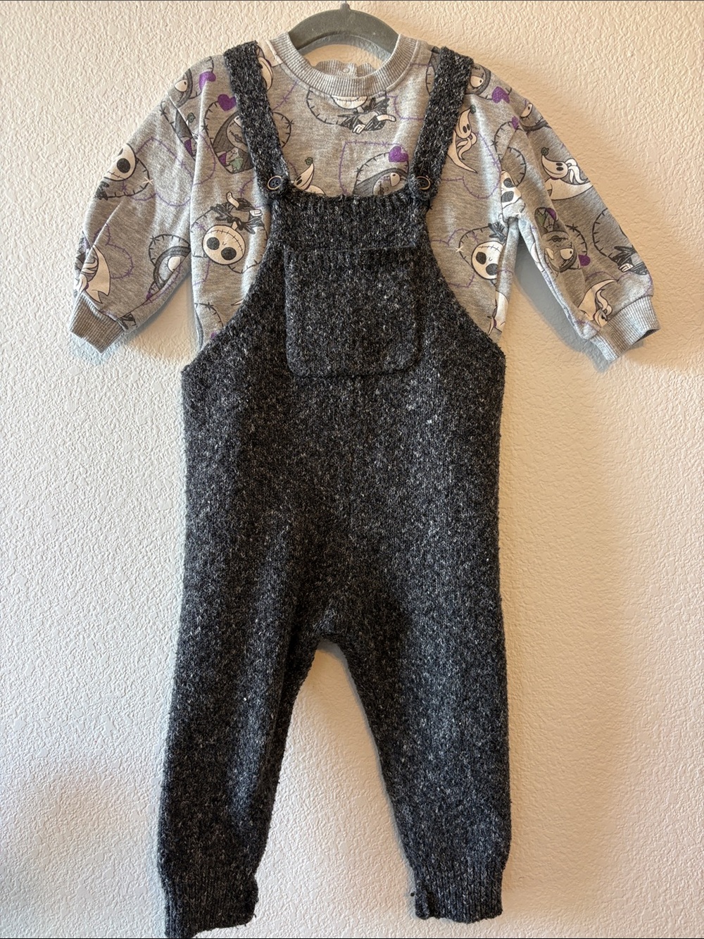 Zara Charcoal Knit Overalls with Front Pocket